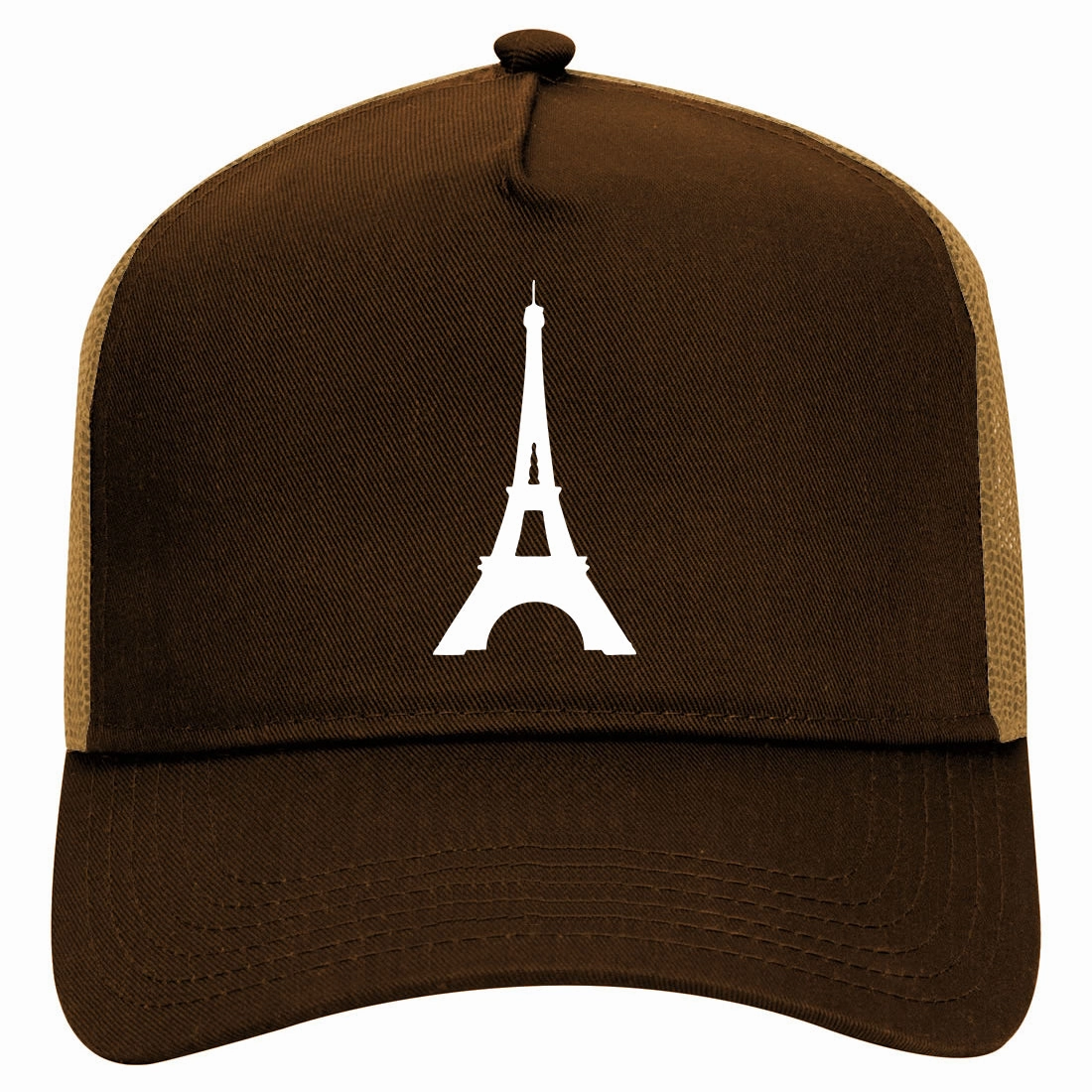 Eiffel Tower Paris Retro Adult 5 Panel Mesh Trucker Hat