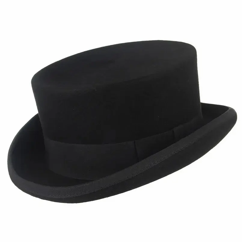 El Havre Black Wool Porkpie Hat