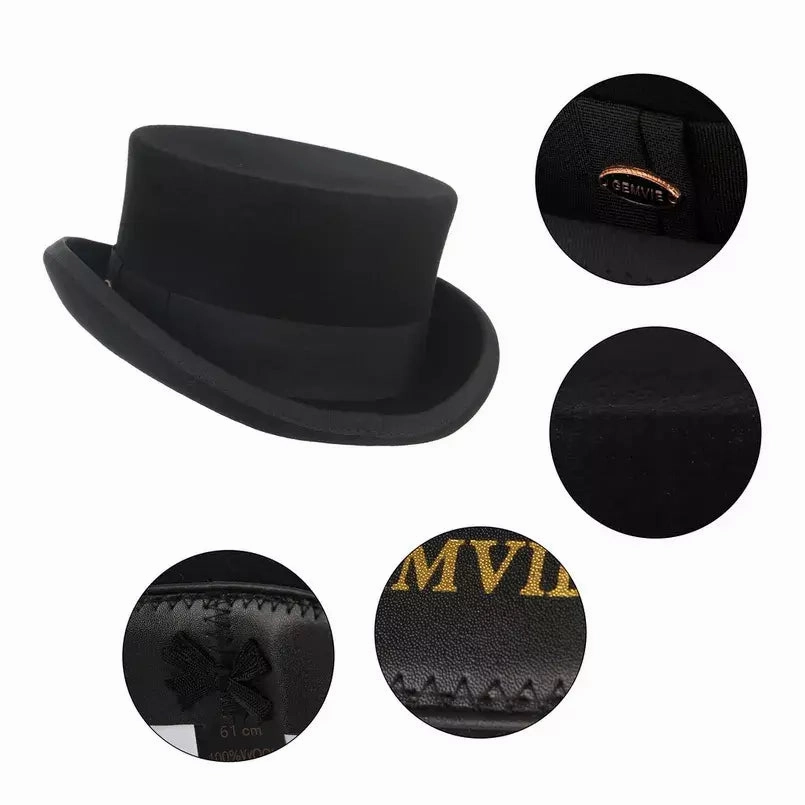 El Havre Black Wool Porkpie Hat
