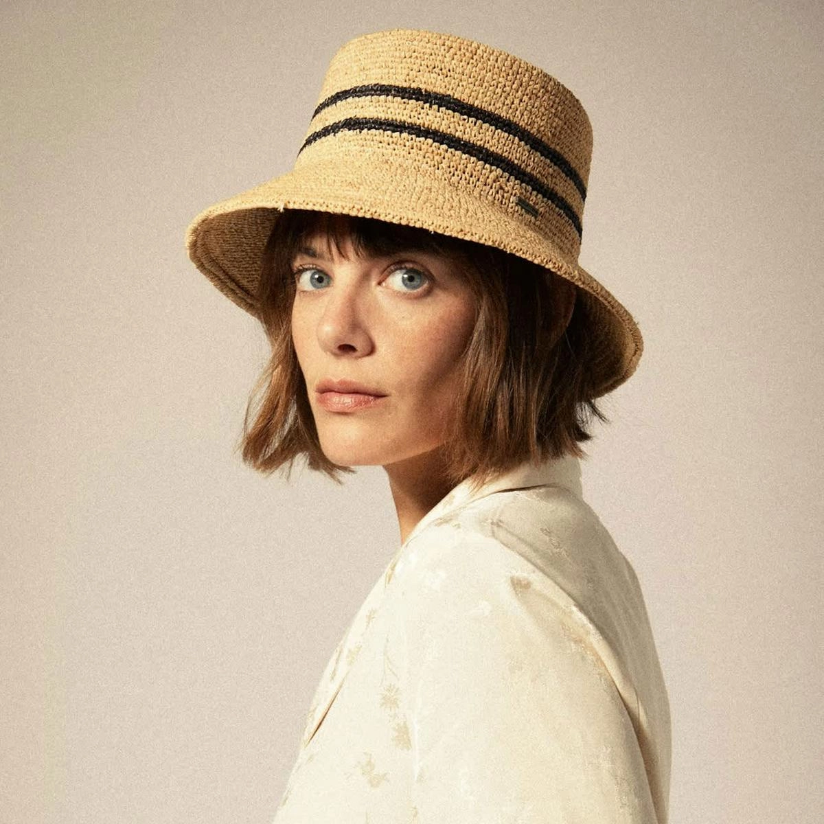 Ellee Raffia Straw Bucket Hat