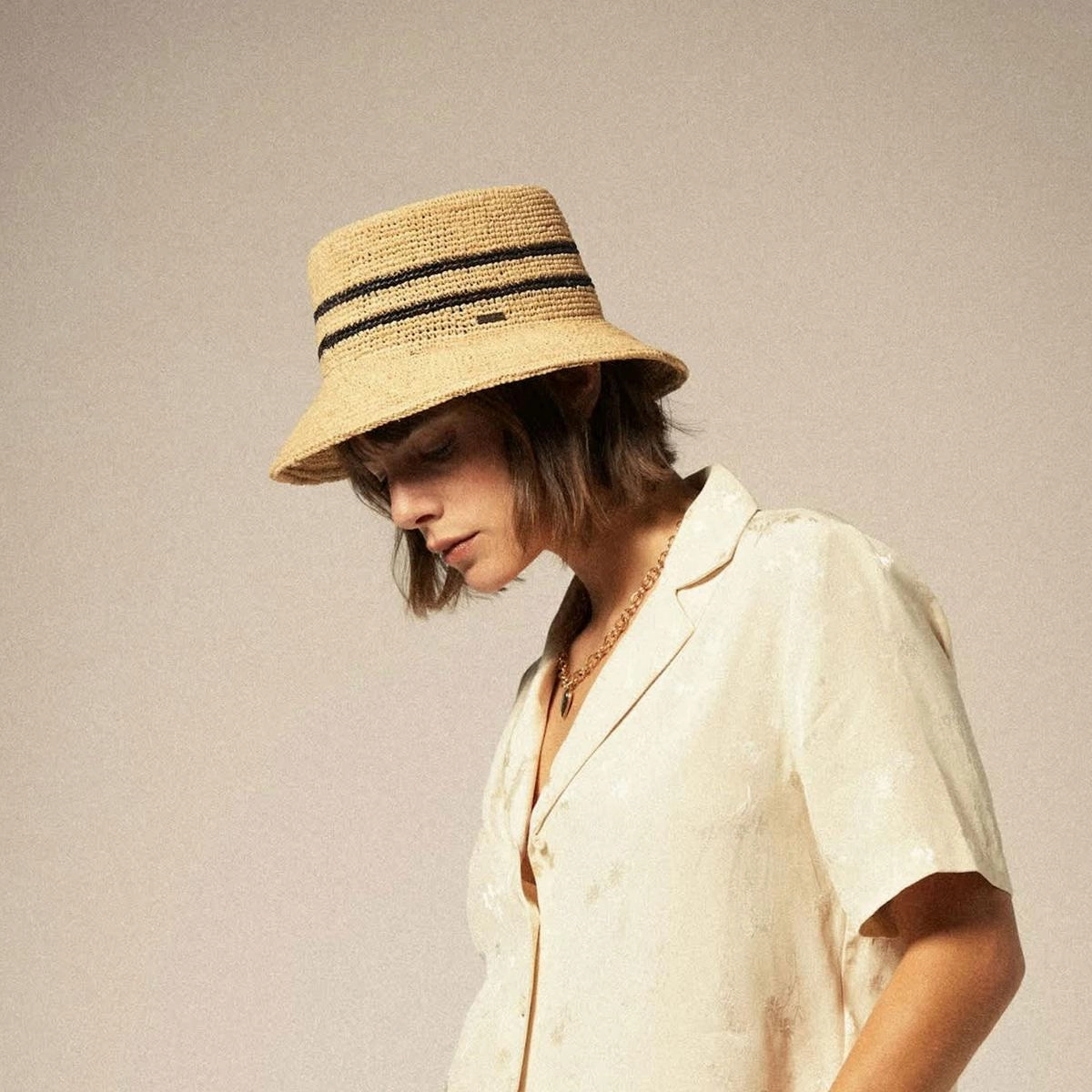 Ellee Raffia Straw Bucket Hat