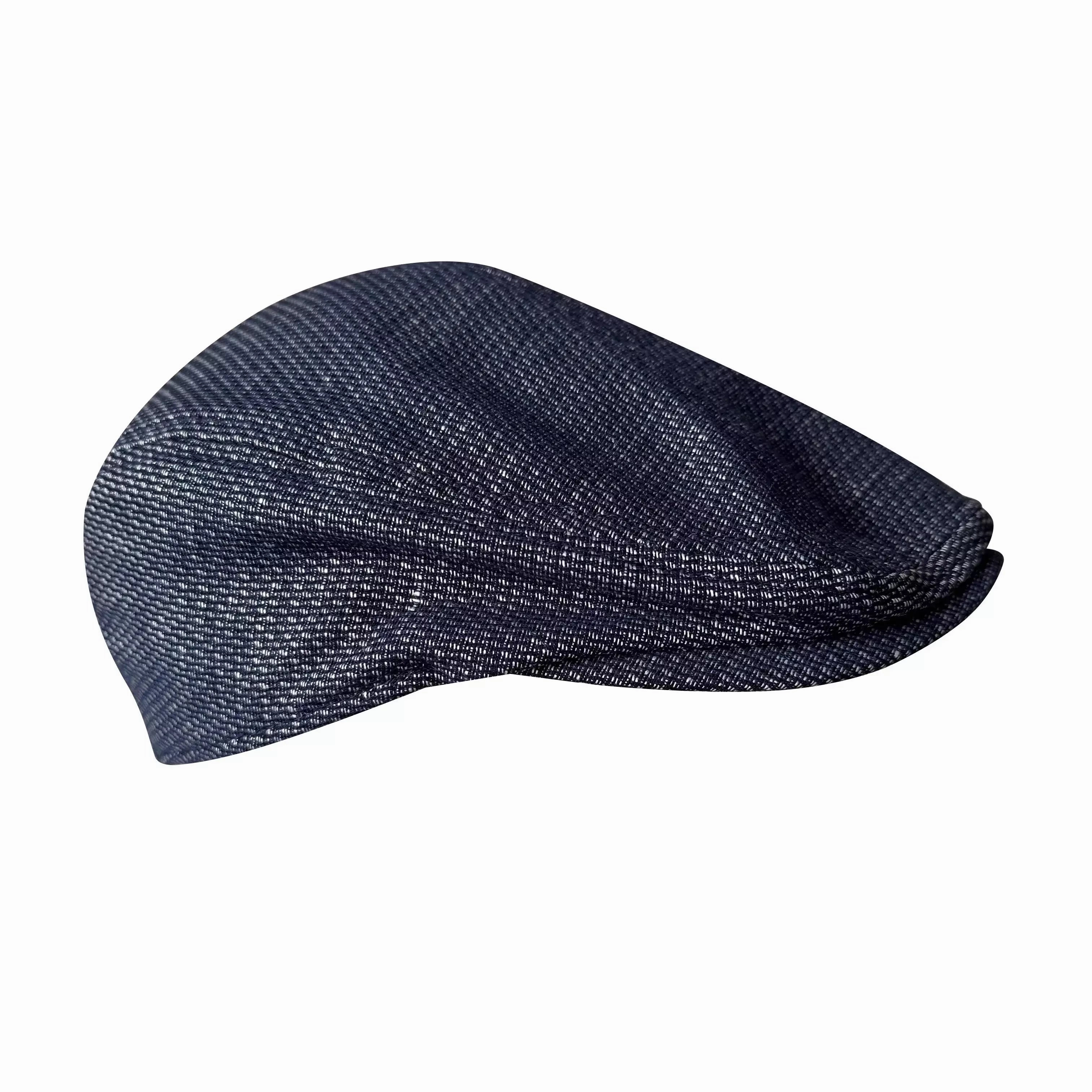 Empoli Navy Blue Linen Flat Cap