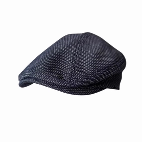 Empoli Navy Blue Linen Flat Cap