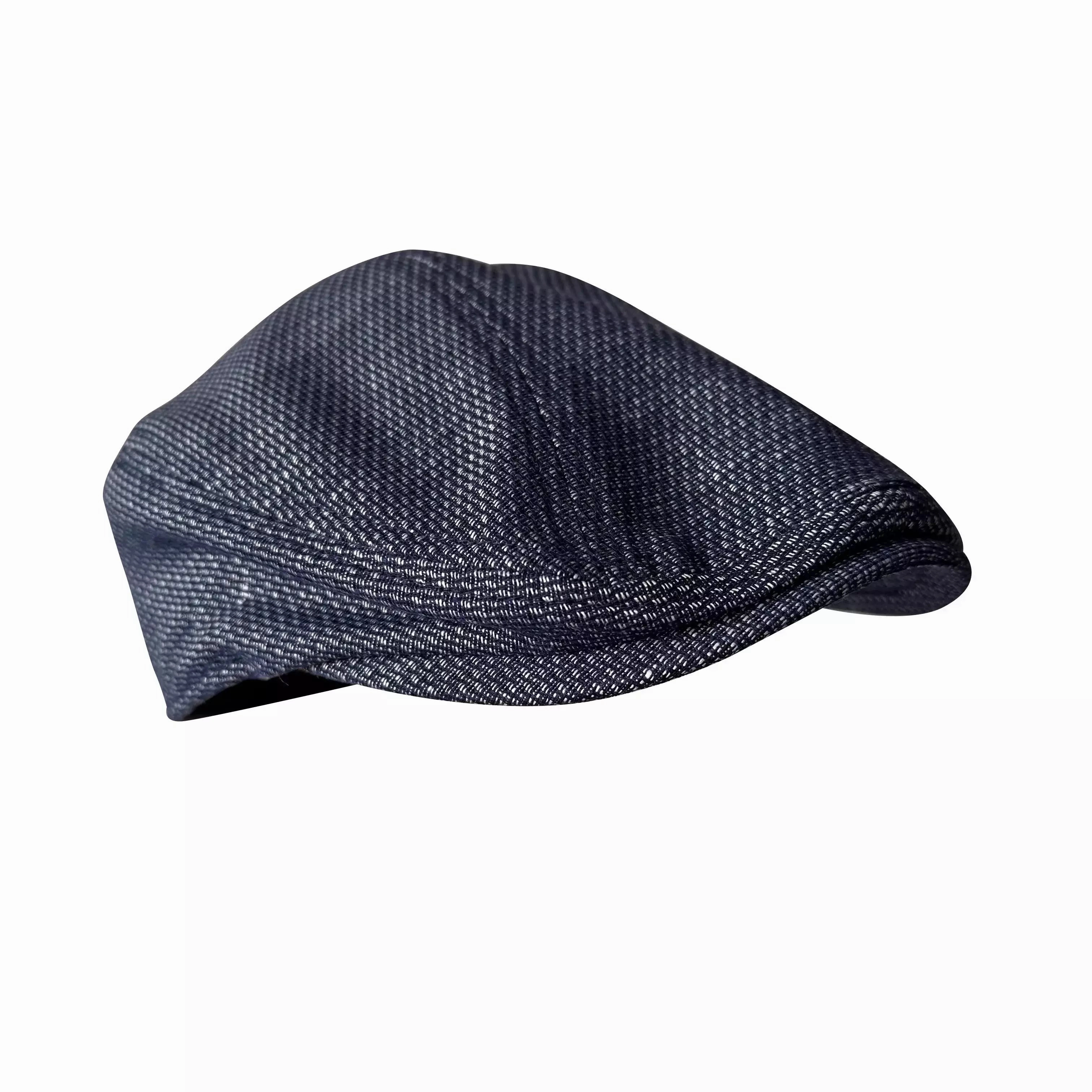 Empoli Navy Blue Linen Flat Cap