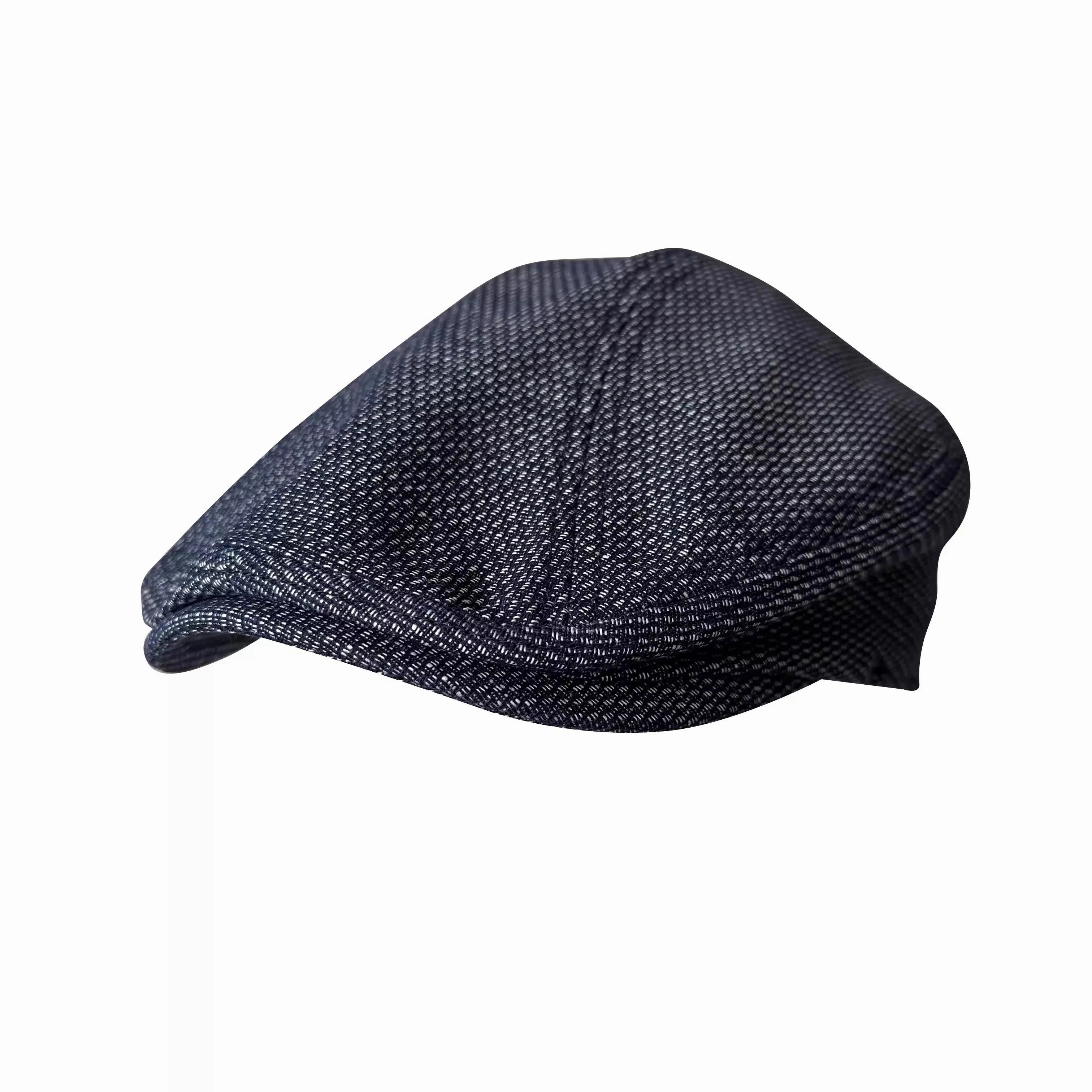 Empoli Navy Blue Linen Flat Cap