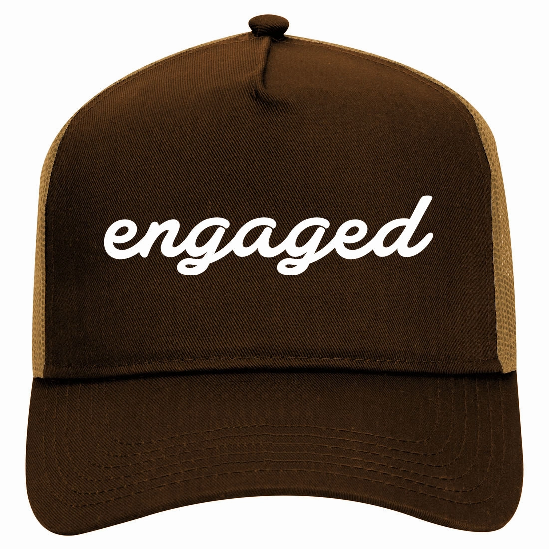 Engaged Script Retro Adult 5 Panel Mesh Trucker Hat