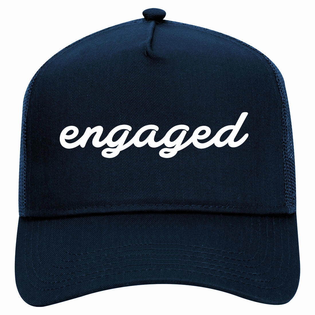 Engaged Script Retro Adult 5 Panel Mesh Trucker Hat