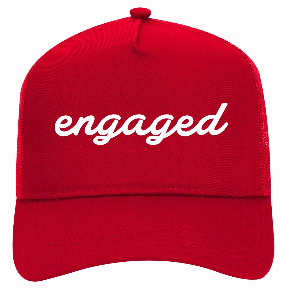Engaged Script Retro Adult 5 Panel Mesh Trucker Hat