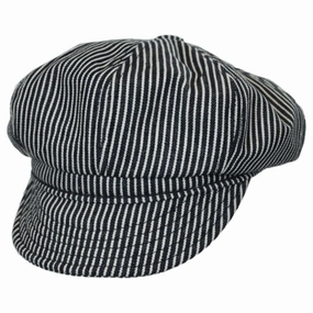 Engineer Striped Cotton Newsboy Cap