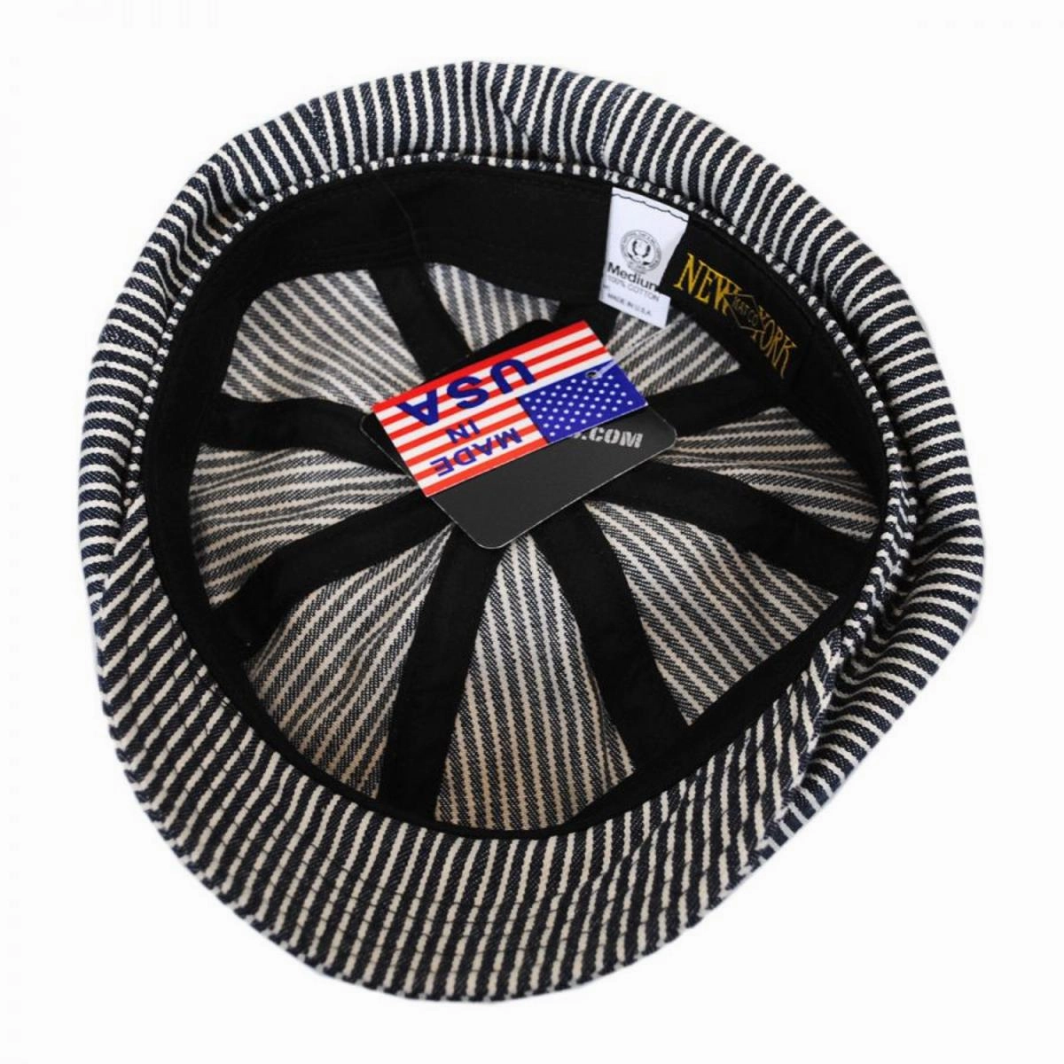 Engineer Striped Cotton Newsboy Cap