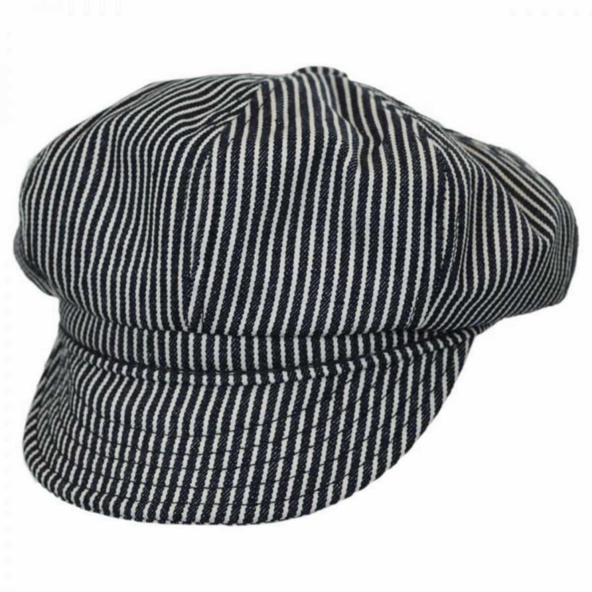 Engineer Striped Cotton Newsboy Cap