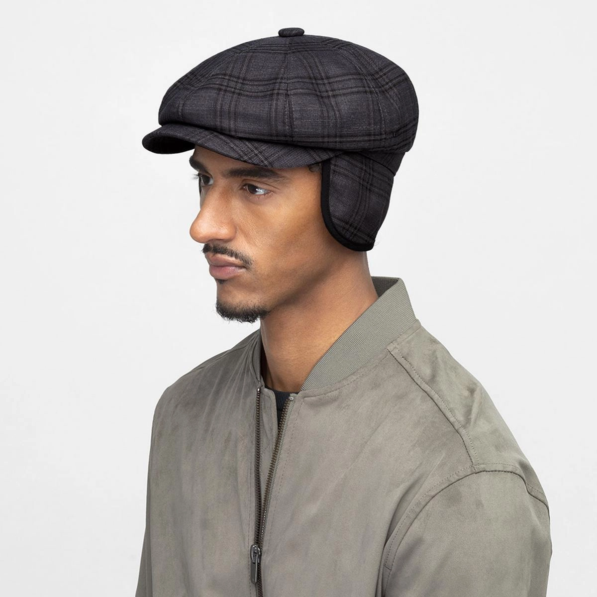 Eniry Plaid Earflap Newsboy Cap