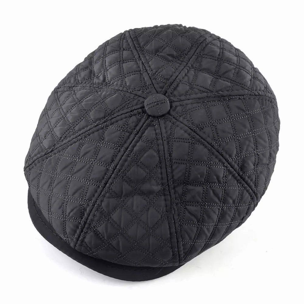 Ettinger Black Thick Cotton Newsboy Cap