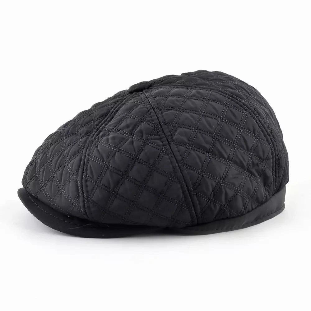 Ettinger Black Thick Cotton Newsboy Cap