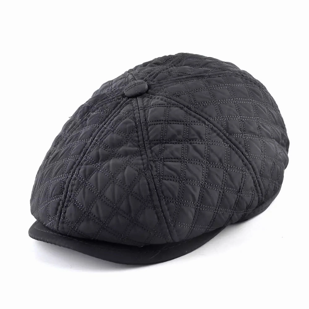 Ettinger Black Thick Cotton Newsboy Cap