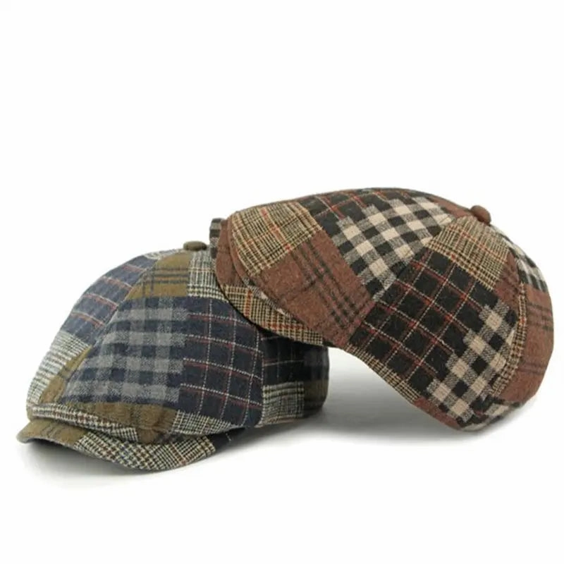 Eynon Plaid Patchwork Flat Cap