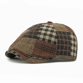 Eynon Plaid Patchwork Flat Cap