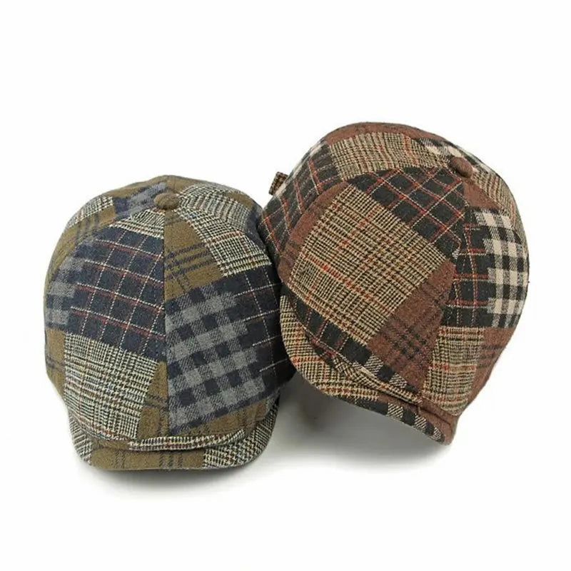 Eynon Plaid Patchwork Flat Cap