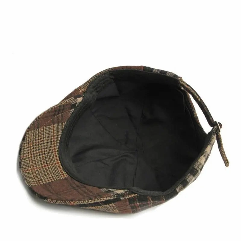 Eynon Plaid Patchwork Flat Cap