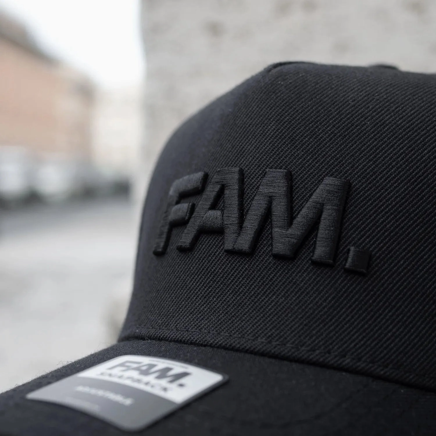 FAM.CAP CORE BLACK ON BLACK SNAPBACK /GREY UV