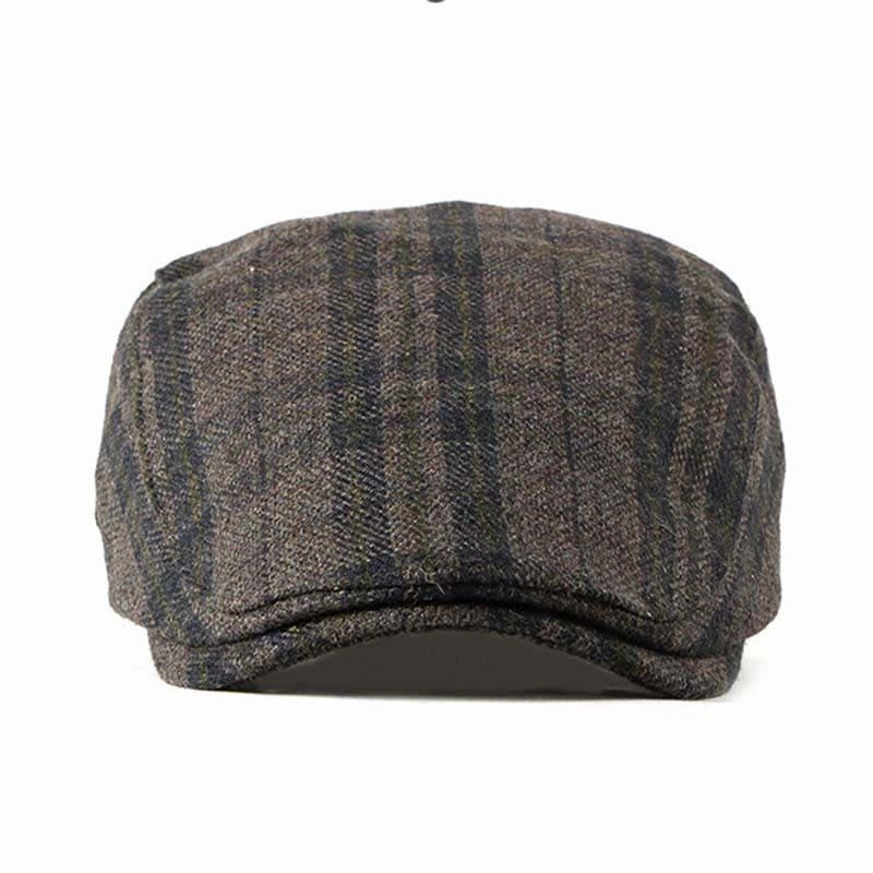 FBN Brown Tartan Wool Flat Cap