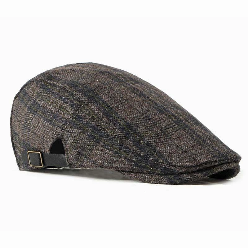 FBN Brown Tartan Wool Flat Cap