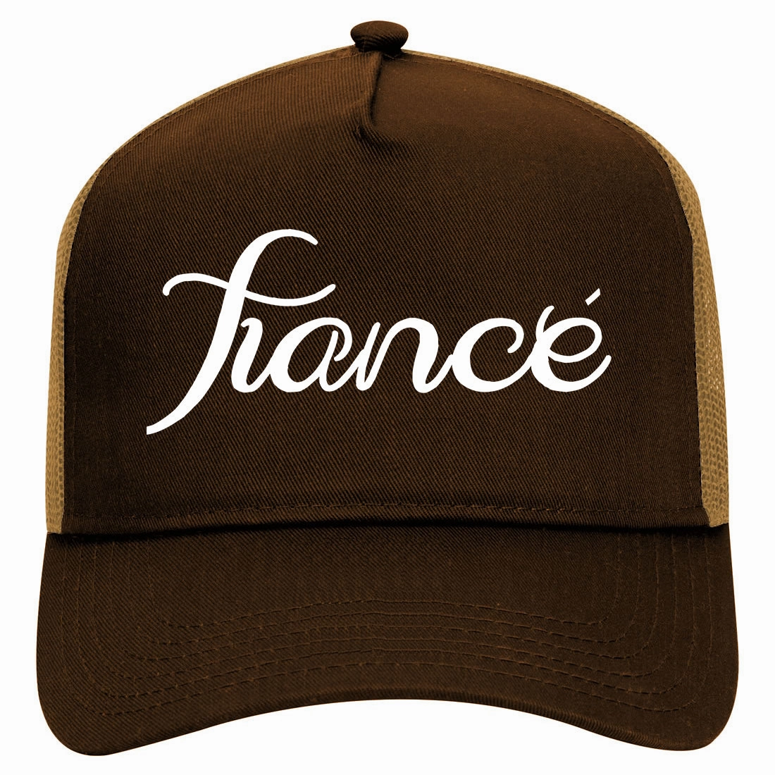 Fiance Engaged Engagement Retro Adult 5 Panel Mesh Trucker Hat