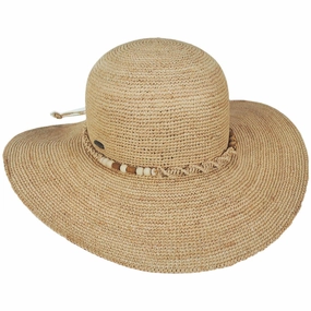 Fiesta Island Raffia Crochet Straw Swinger Sun Hat