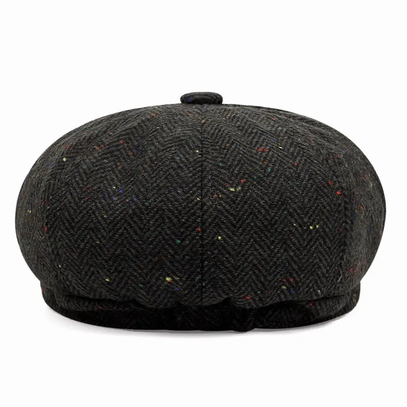 Flecked Herringbone Wool Newsboy Cap