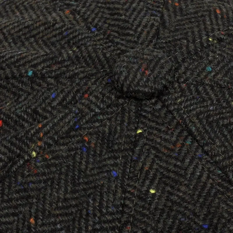 Flecked Herringbone Wool Newsboy Cap