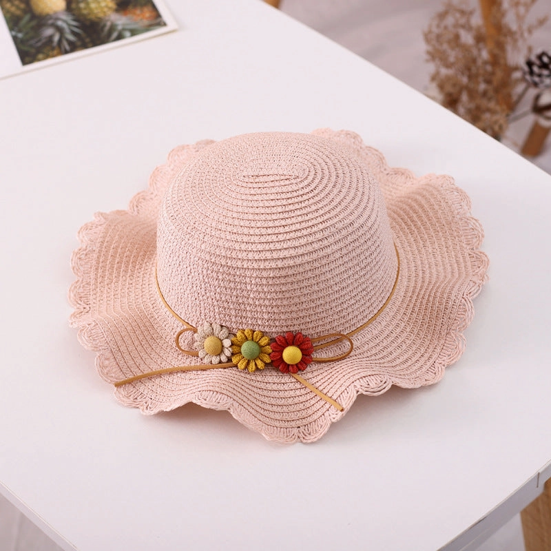 Floral Family Straw Hat Bag Set Summer Outdoor Fresh Beach Sun