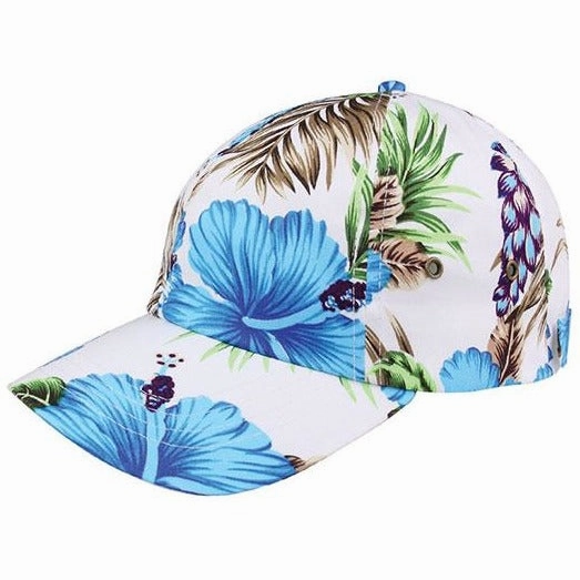 Floral Print Low Profile Unstructured Curved Visor Velcro Hat