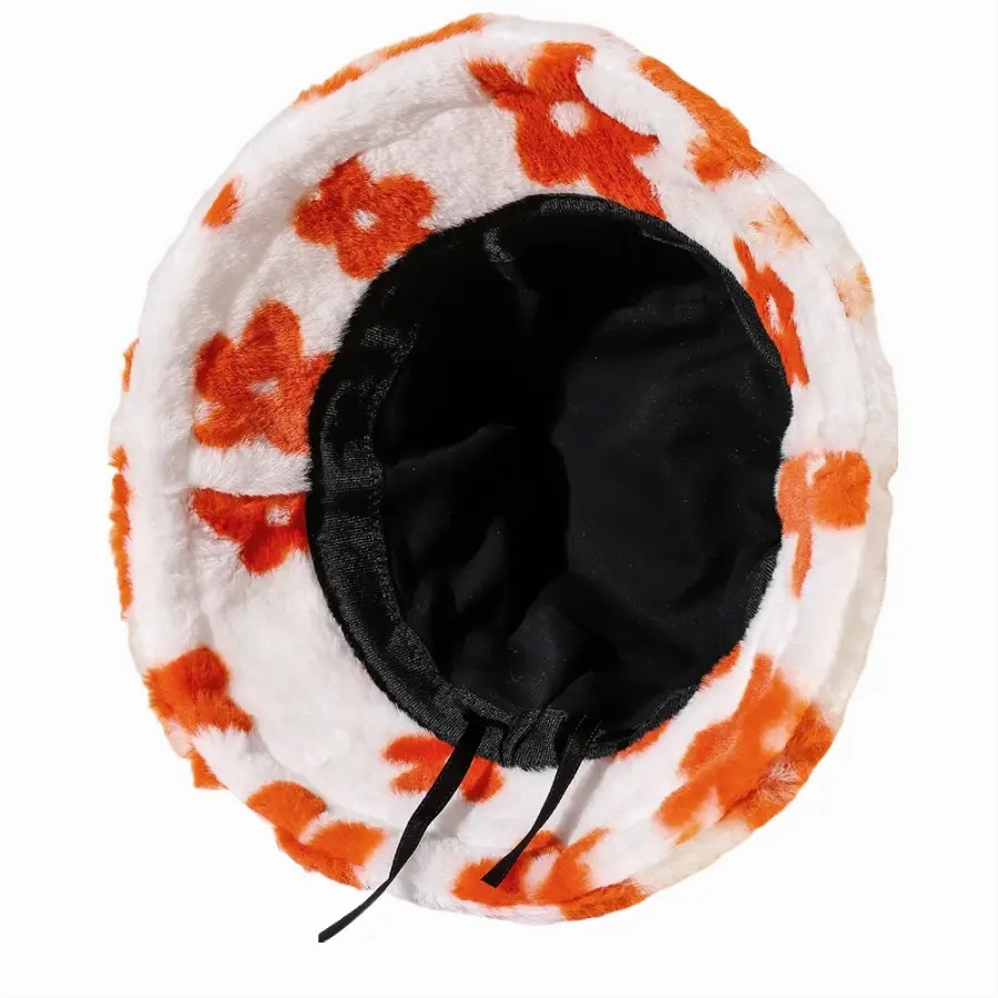 Flowers Winter Fur Bucket Hat