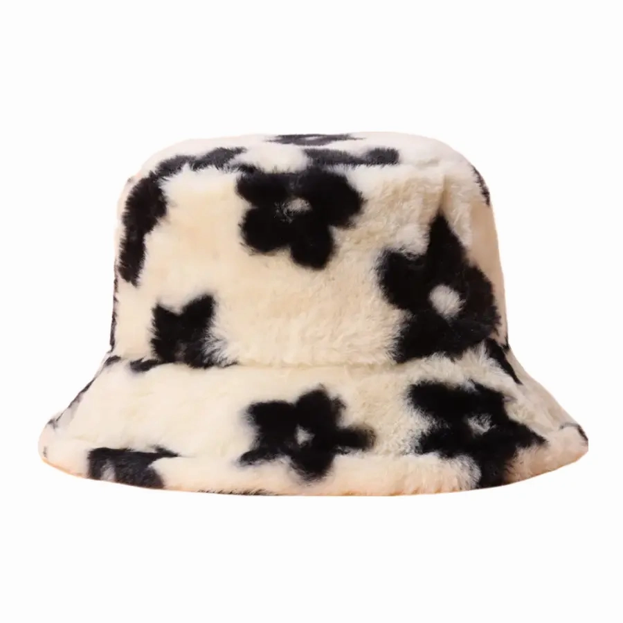 Flowers Winter Fur Bucket Hat