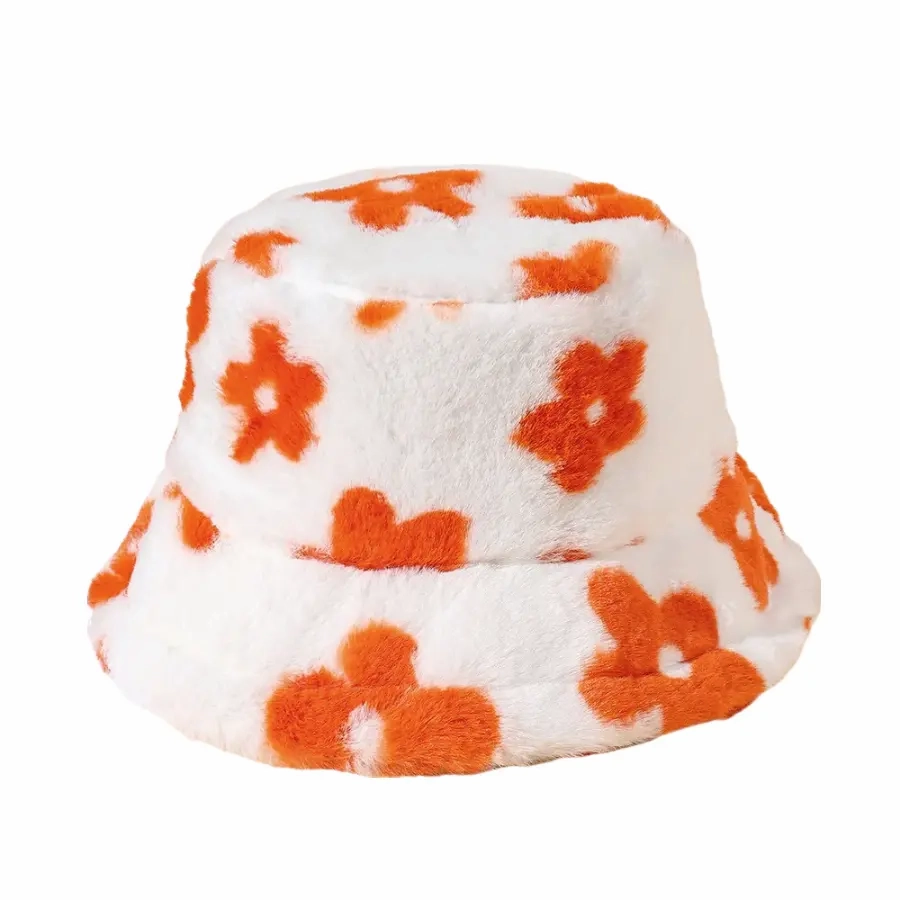 Flowers Winter Fur Bucket Hat