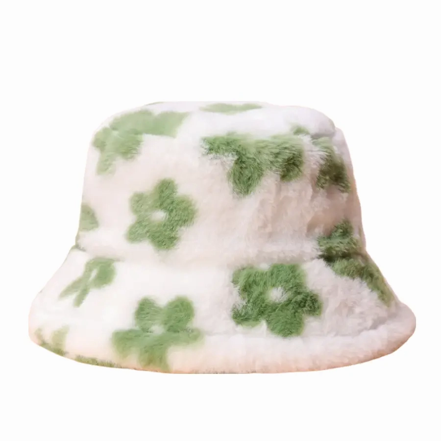 Flowers Winter Fur Bucket Hat