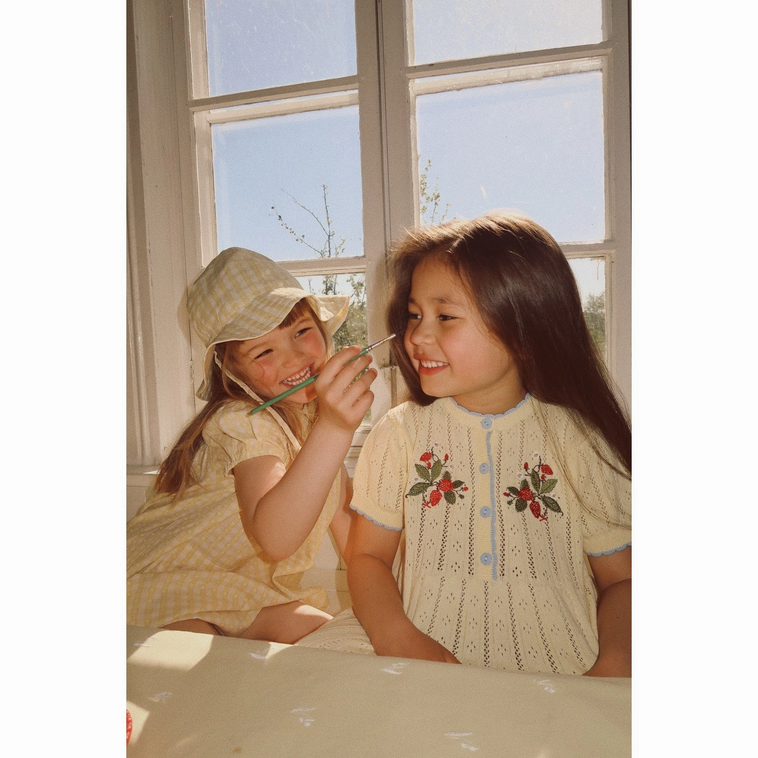 Flss Soft Yellow Heart Gingham Olivia Sunhat