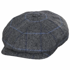Foster Wool Herringbone Plaid Earflap Newsboy Cap