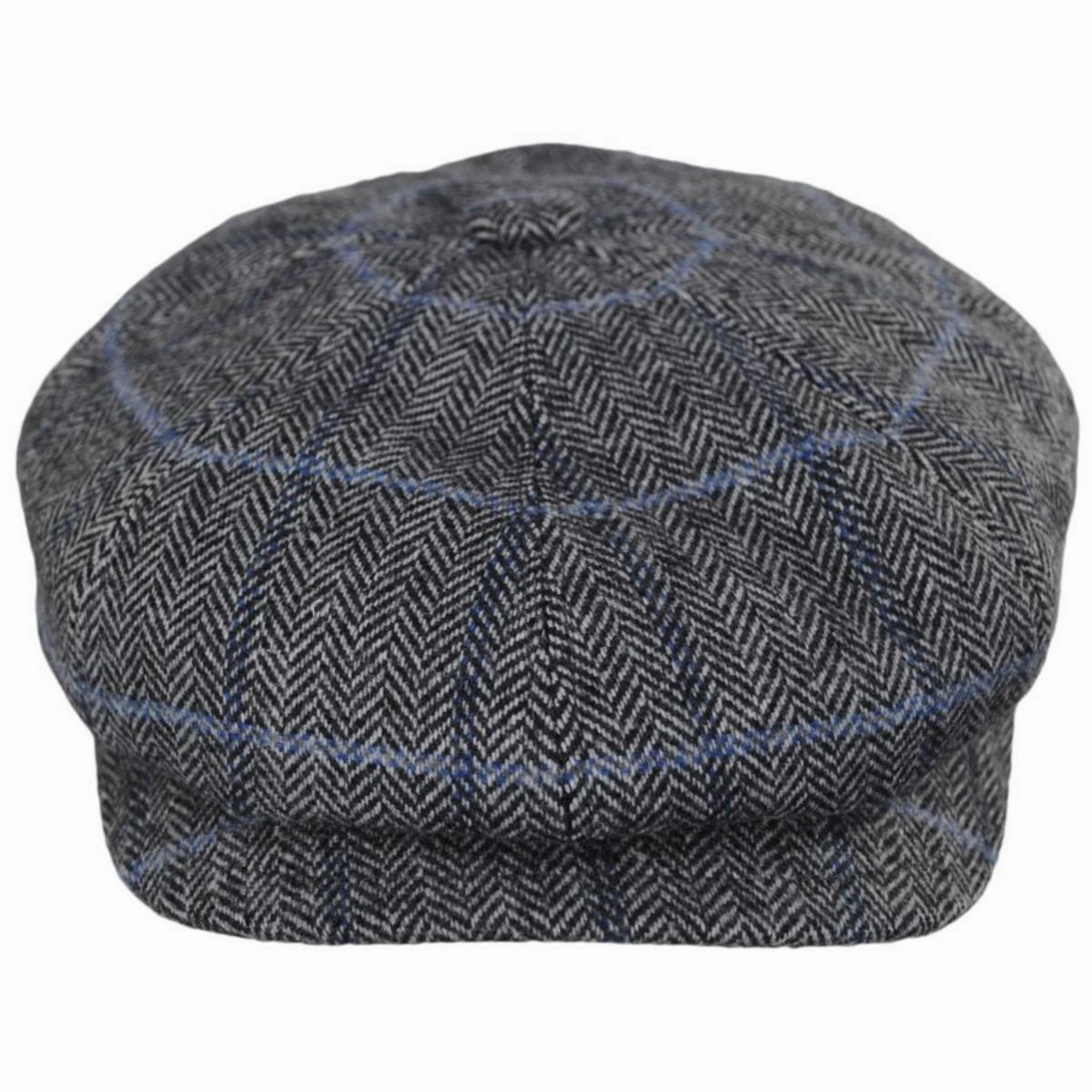 Foster Wool Herringbone Plaid Earflap Newsboy Cap