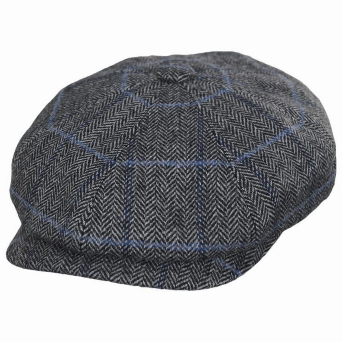 Foster Wool Herringbone Plaid Earflap Newsboy Cap
