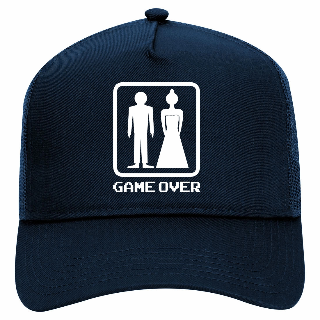 Game Over Funny Wedding Retro Adult 5 Panel Mesh Trucker Hat