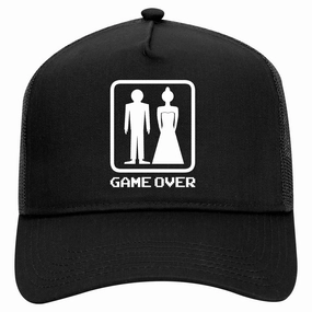 Game Over Funny Wedding Retro Adult 5 Panel Mesh Trucker Hat