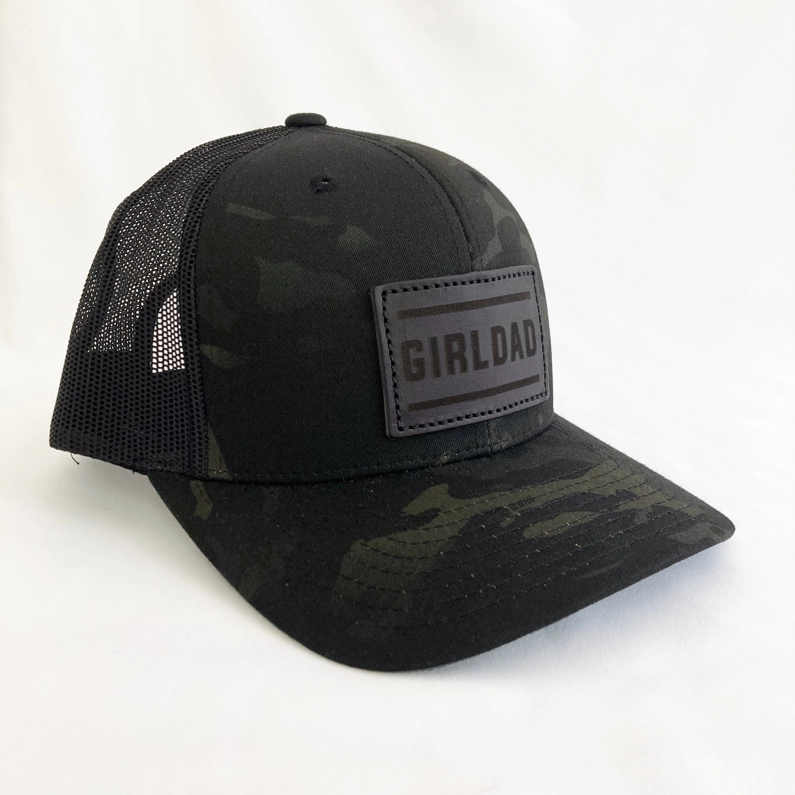 Girldad? Black Camo Leather Patch Trucker Hat