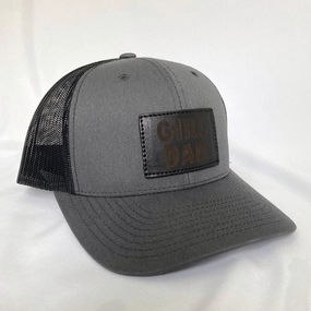 Girldad? Black Charcoal Leather Patch Trucker Hat