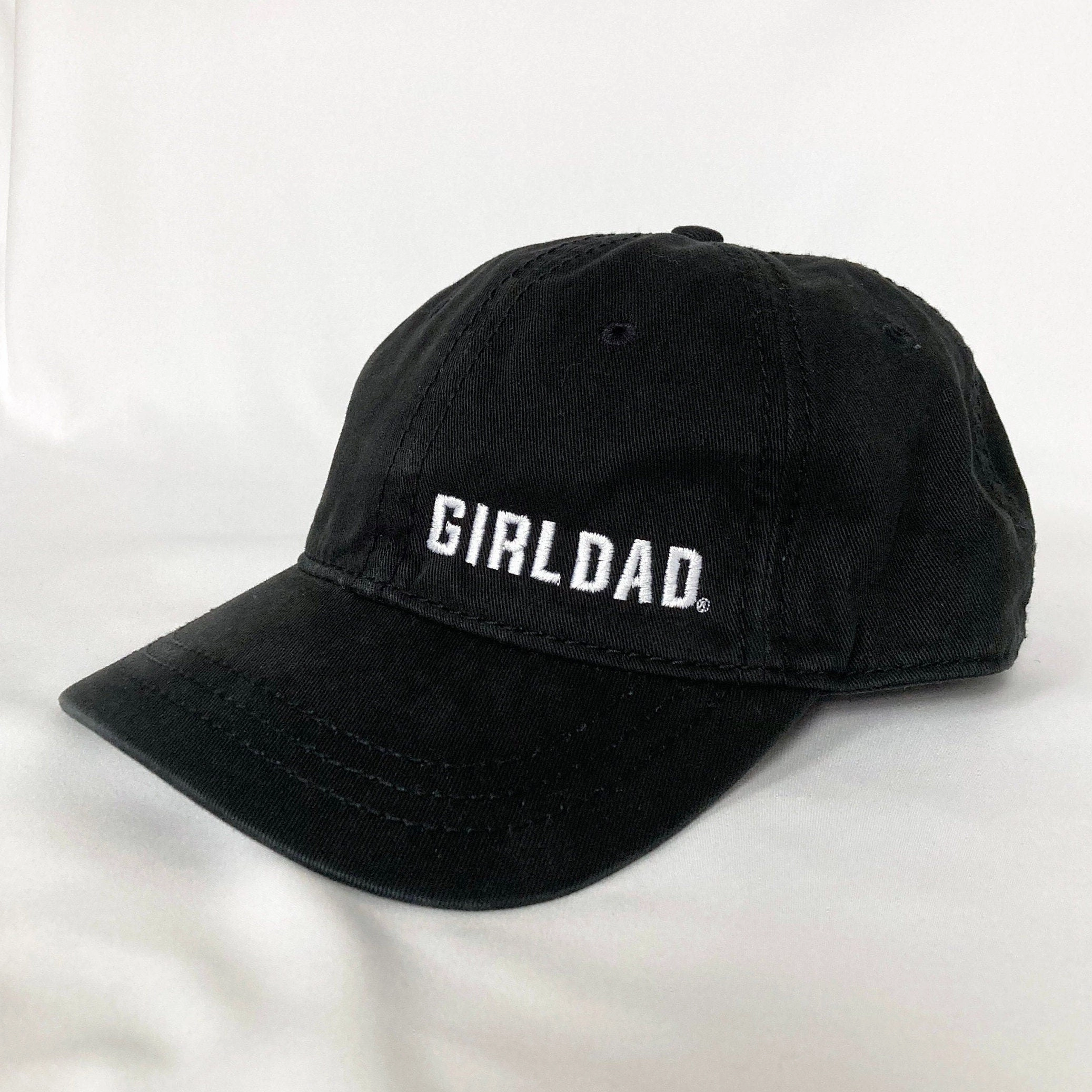 Girldad? Black with White Offset Logo Embroidered Unstructured Hat