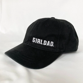 Girldad? Black with White Offset Logo Embroidered Unstructured Hat