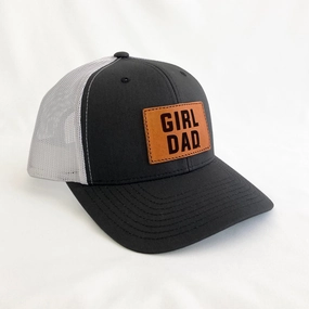 Girldad? Charcoal/White Leather Patch Trucker Hat