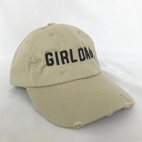 Girldad? Embroidered Khaki Distressed Unstructured Dad Hat Cap