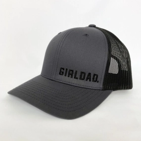 Girldad? Embroidered Trucker Hat Charcoal Black with Black Offset logo