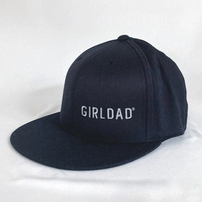 Girldad? Navy/Silver Flexfit 210? Flat Bill Embroidered Hat